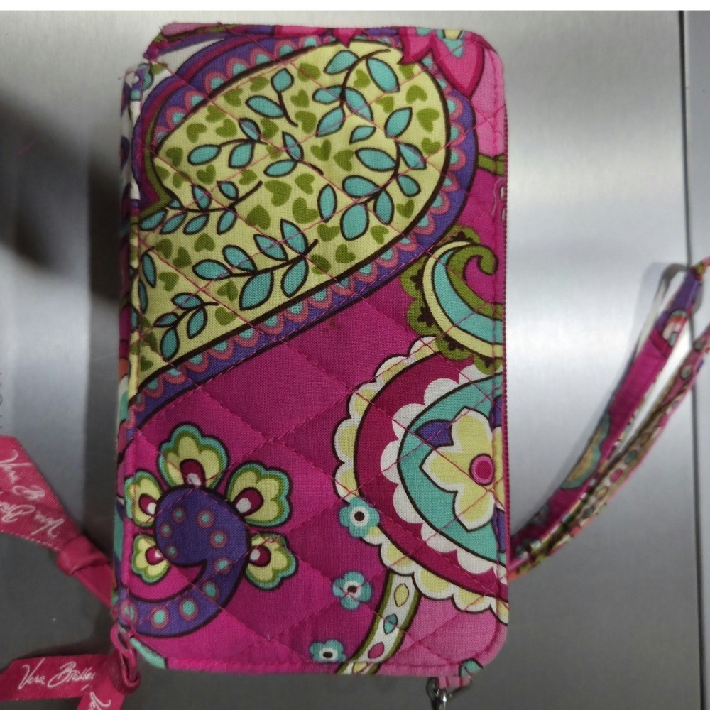 VERA BRADLEY All In One Crossbody Pink Swirls Wrislet/Crossbody Straps EUC